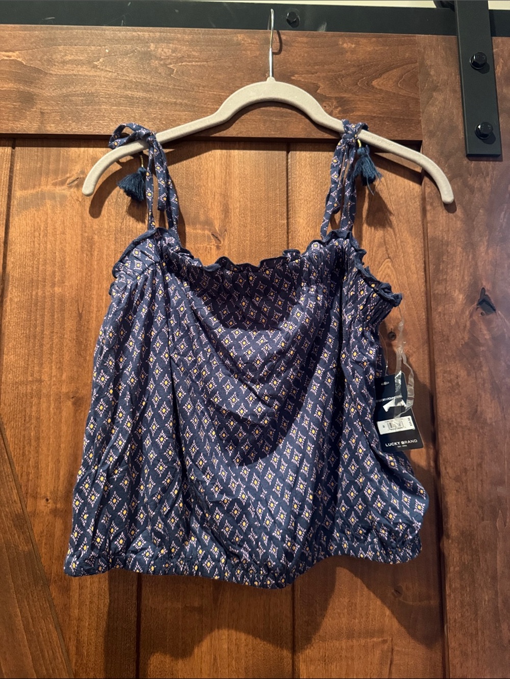Lucky Brand Women’s Navy Printed Tie-Shoulder Camisole Top